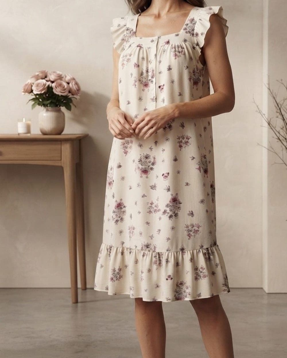 Robe de Nuit Fleurie – Gaze