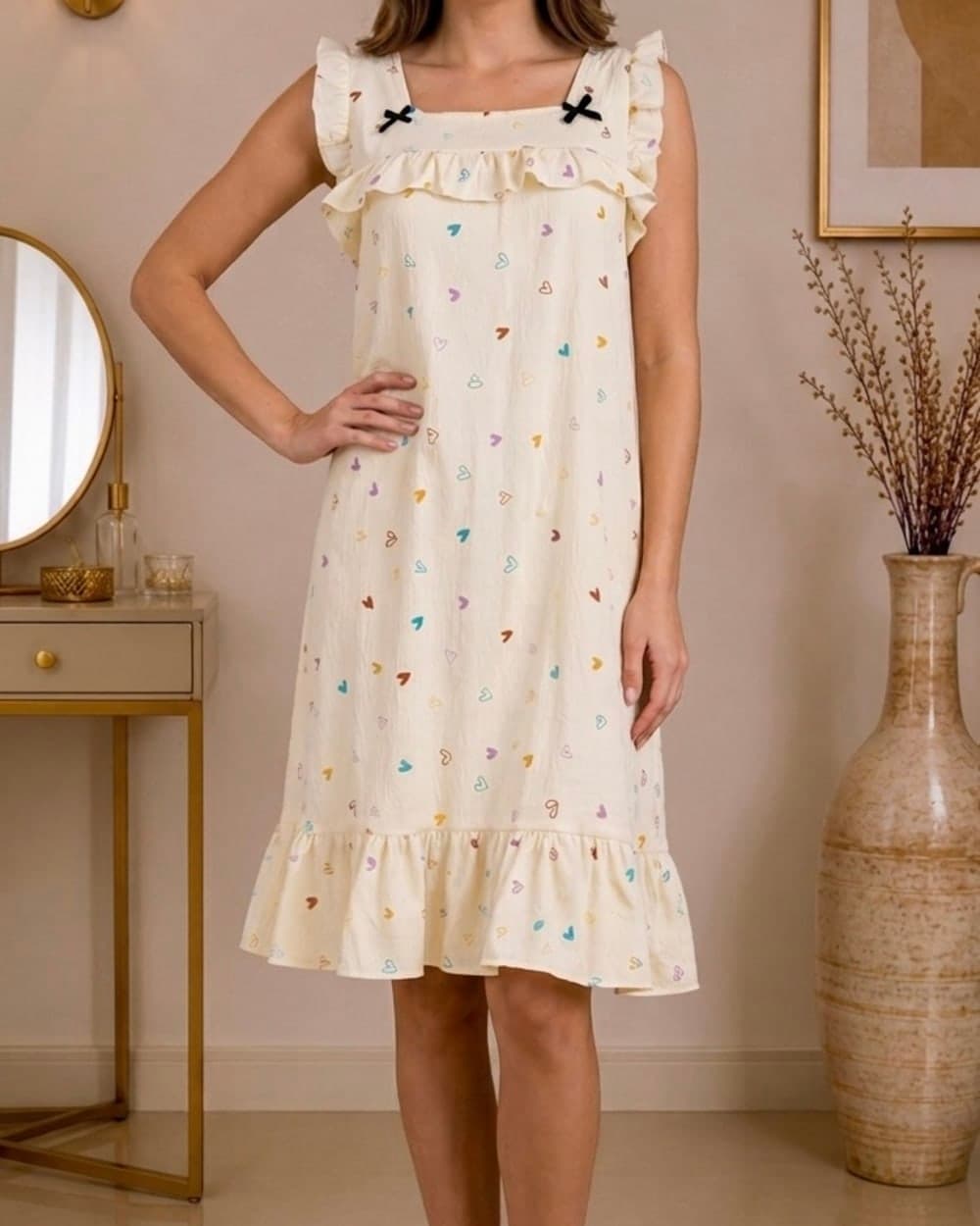 Nuisette Cœurs Multicolores à Volants