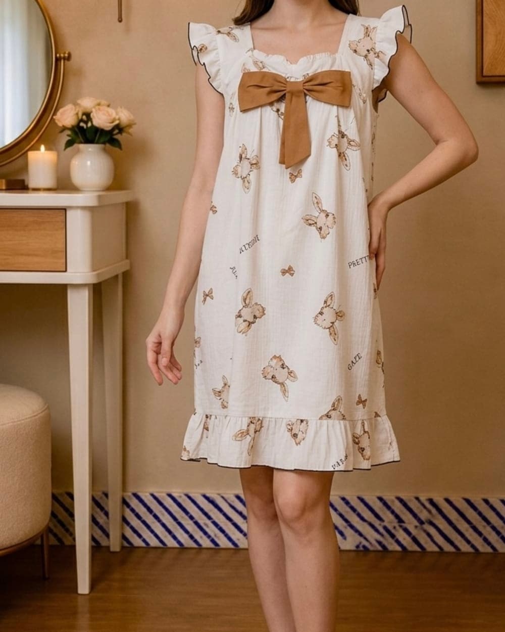 Nuisette Lapin à Volants & Nœud