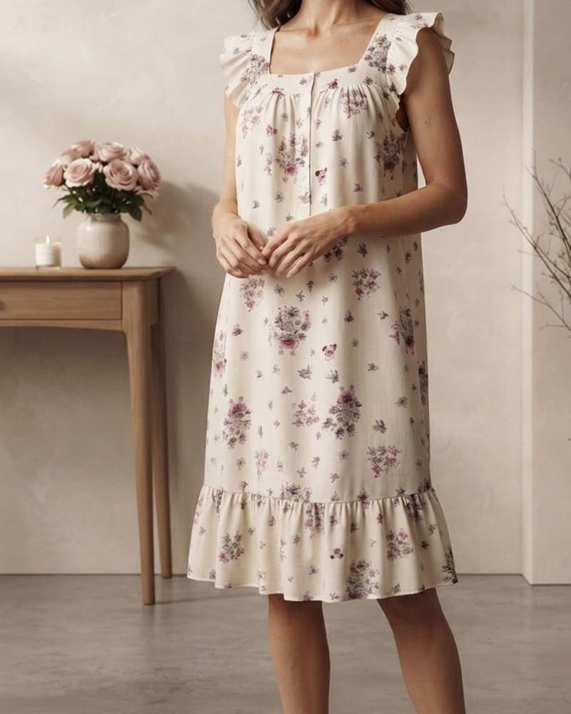 Robe de Nuit Fleurie – Gaze